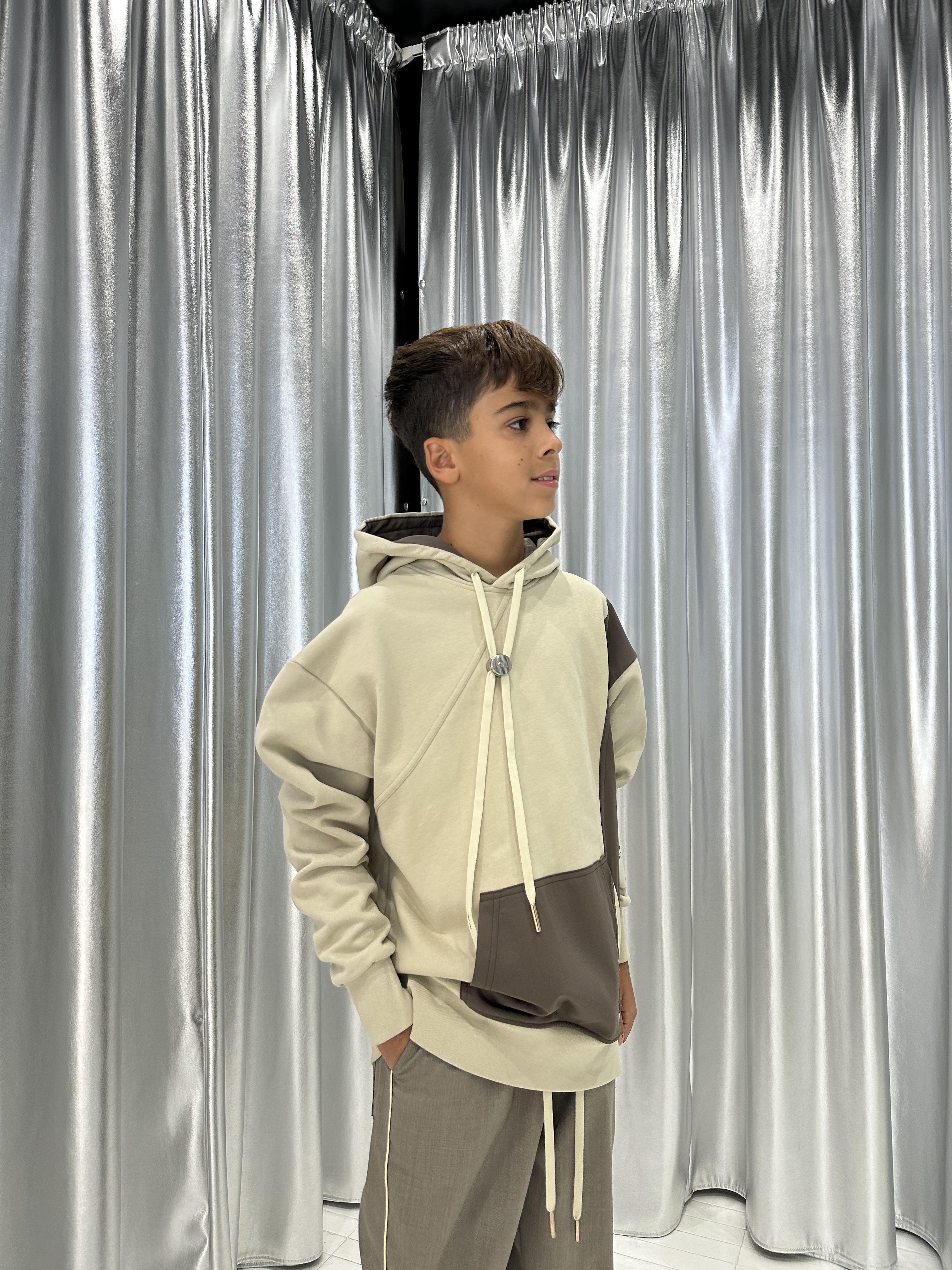 Yes London felpa kids beige con cappuccio JR5064 BEIGE YES LONDON 