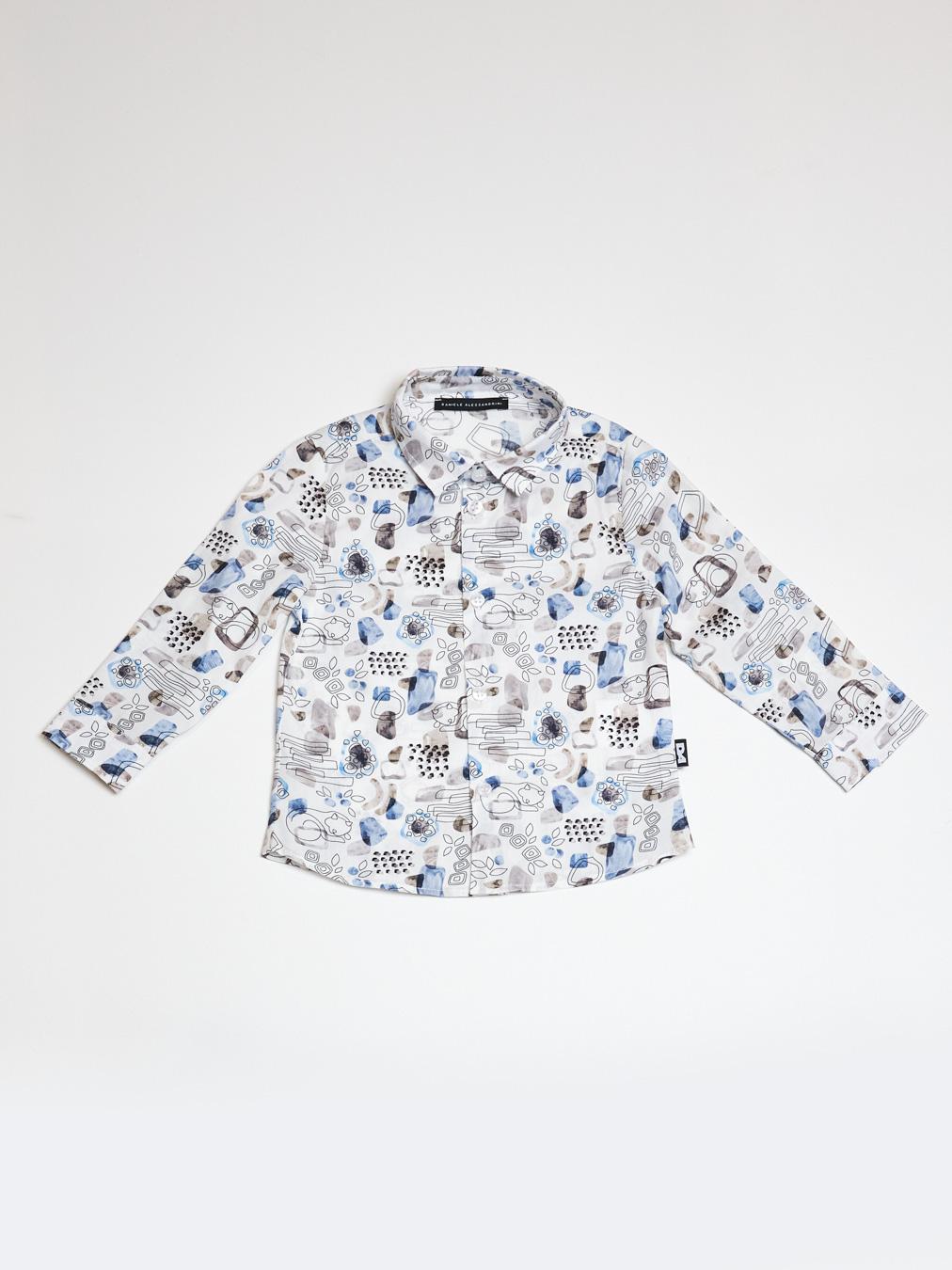 Daniele Alessandrini kids camicia in cotone bianco 1295C0947 FANTASIA DANIELE ALESSANDRINI 