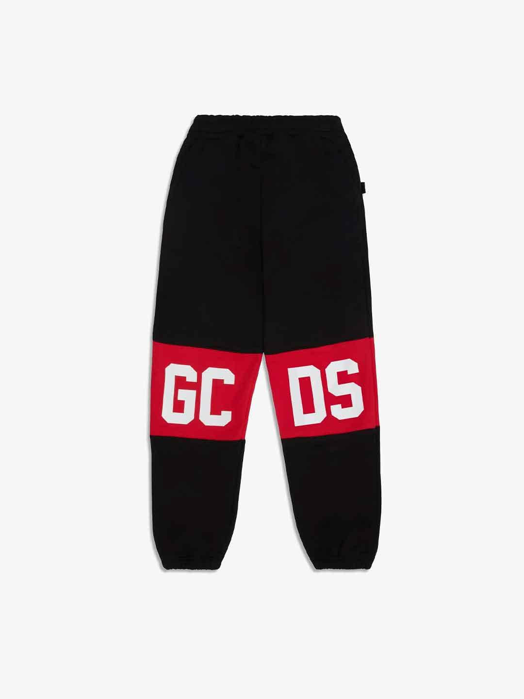 GCDS pantaloni kids nero con banda logo B2KU3017BA2 NERO GCDS 