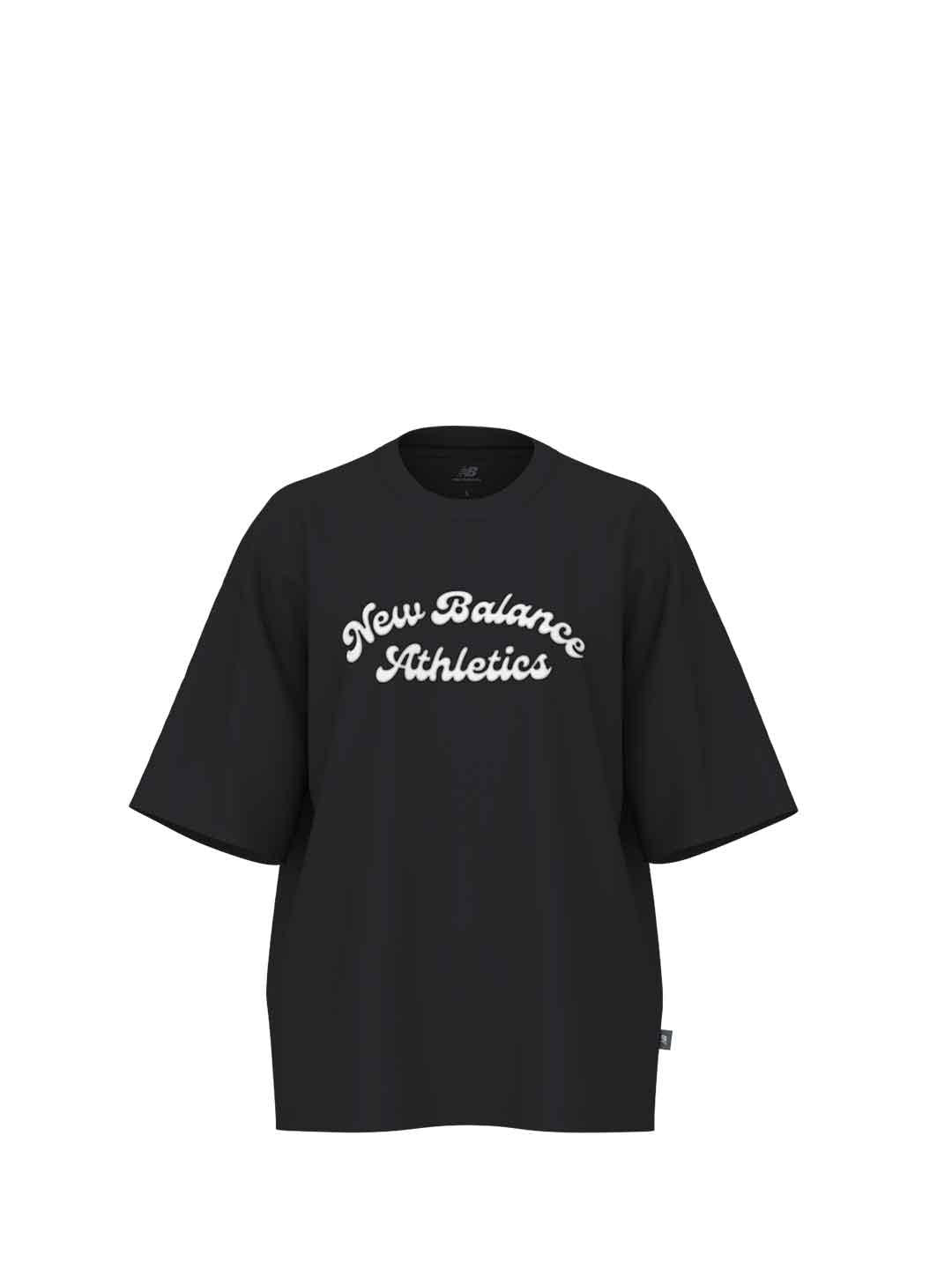 New Balance t-shirt nero con grafica bianca WT53525BK NERO NEW BALANCE 