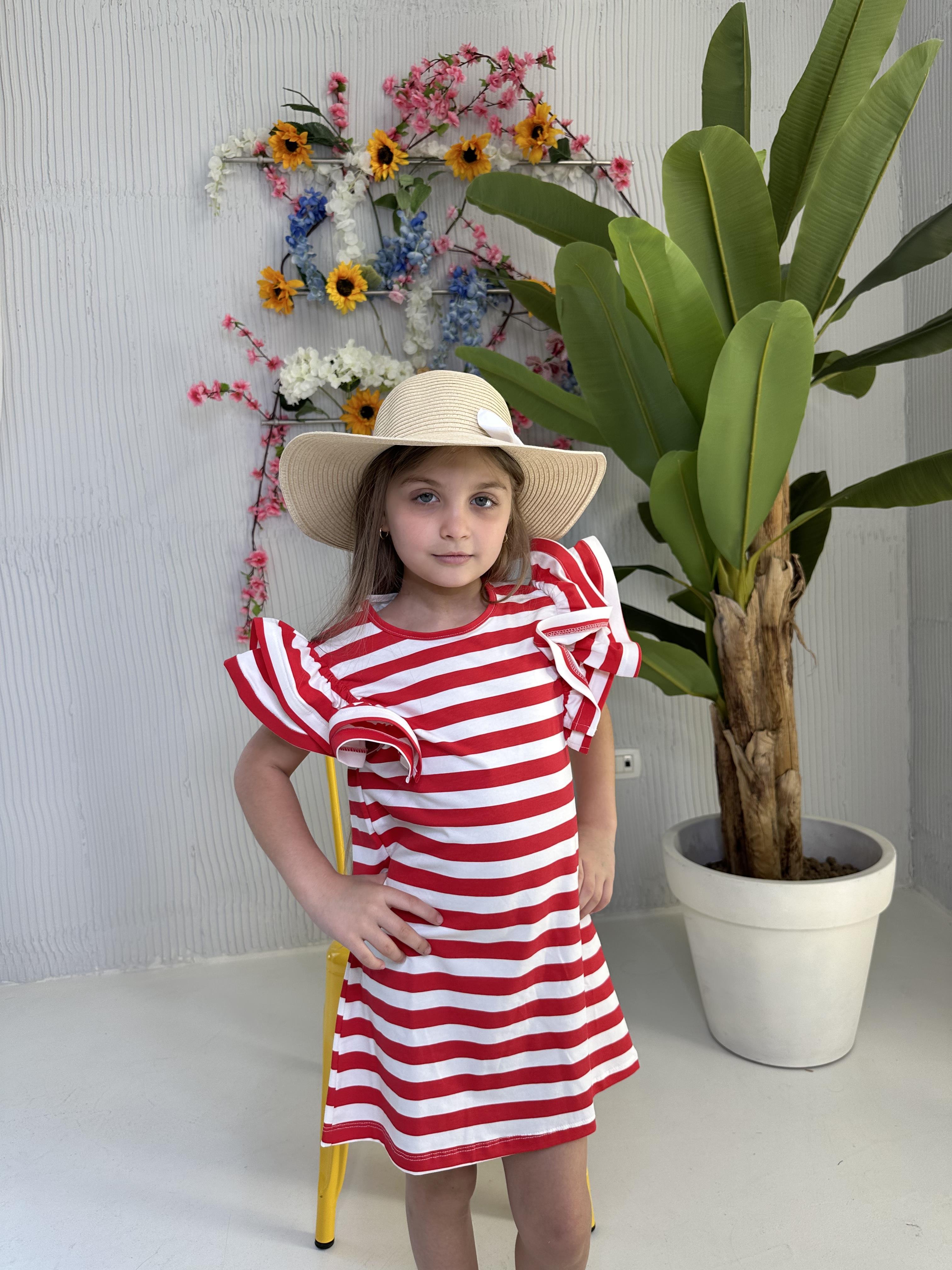 Vicolo abito kids rosso a righe – Mazzola Store