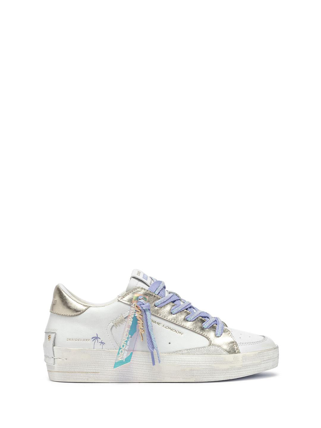 Crime SK8 Deluxe Wedge sneakers bianco con lacci lilla 20134 BIANCO CRIME 