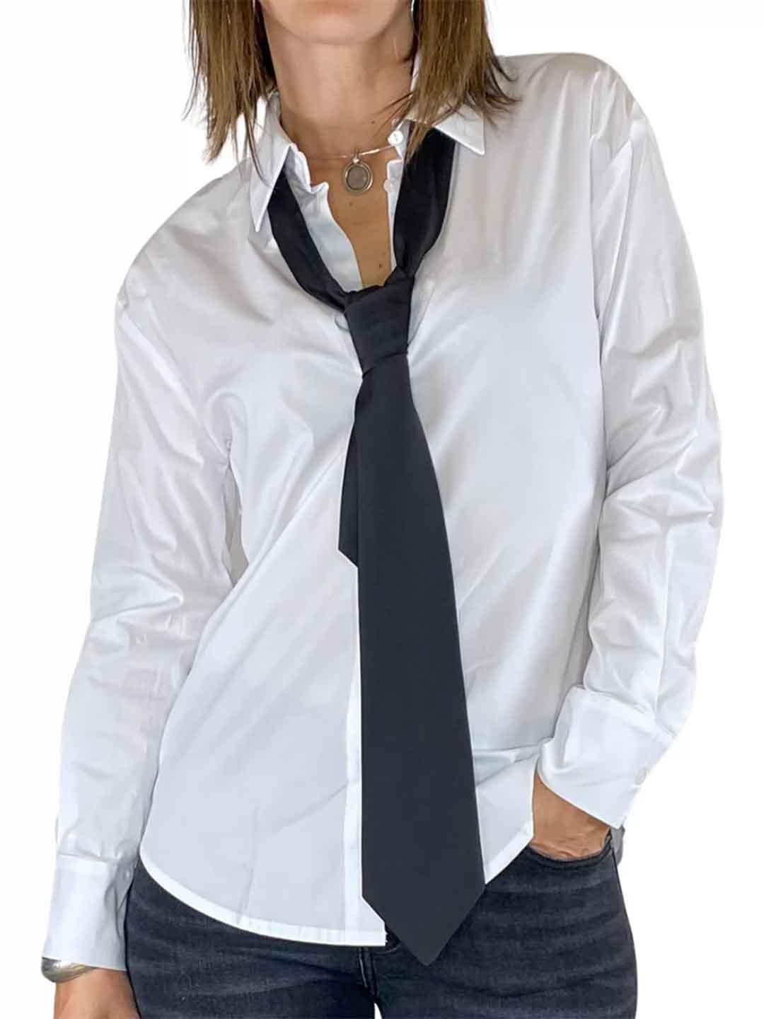 Tensione In camicia bianco con cravatta nero 26C809 BIANCO TENSIONE IN 