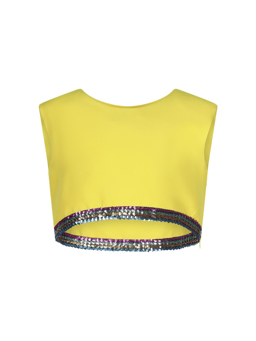 Marc Ellis top kids giallo crop con pailettes sul fondo JMJTS16486 GIALLO MARC ELLIS 