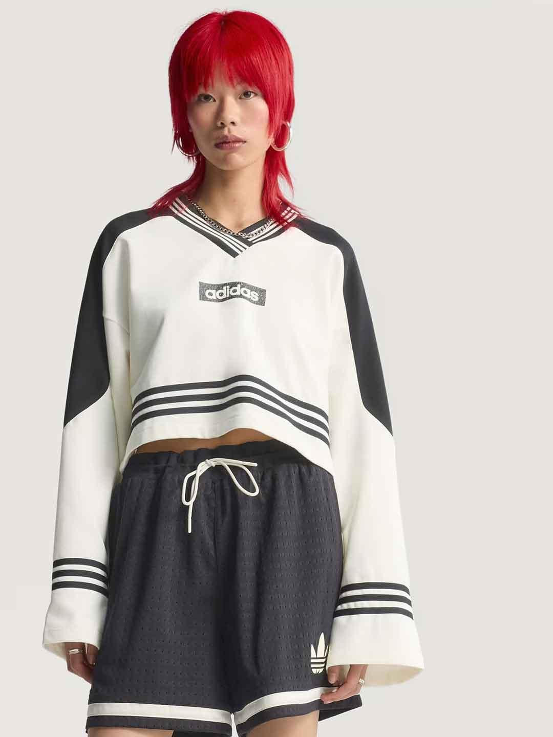 Adidas felpa bianco crop JX7597 BIANCO ADIDAS 