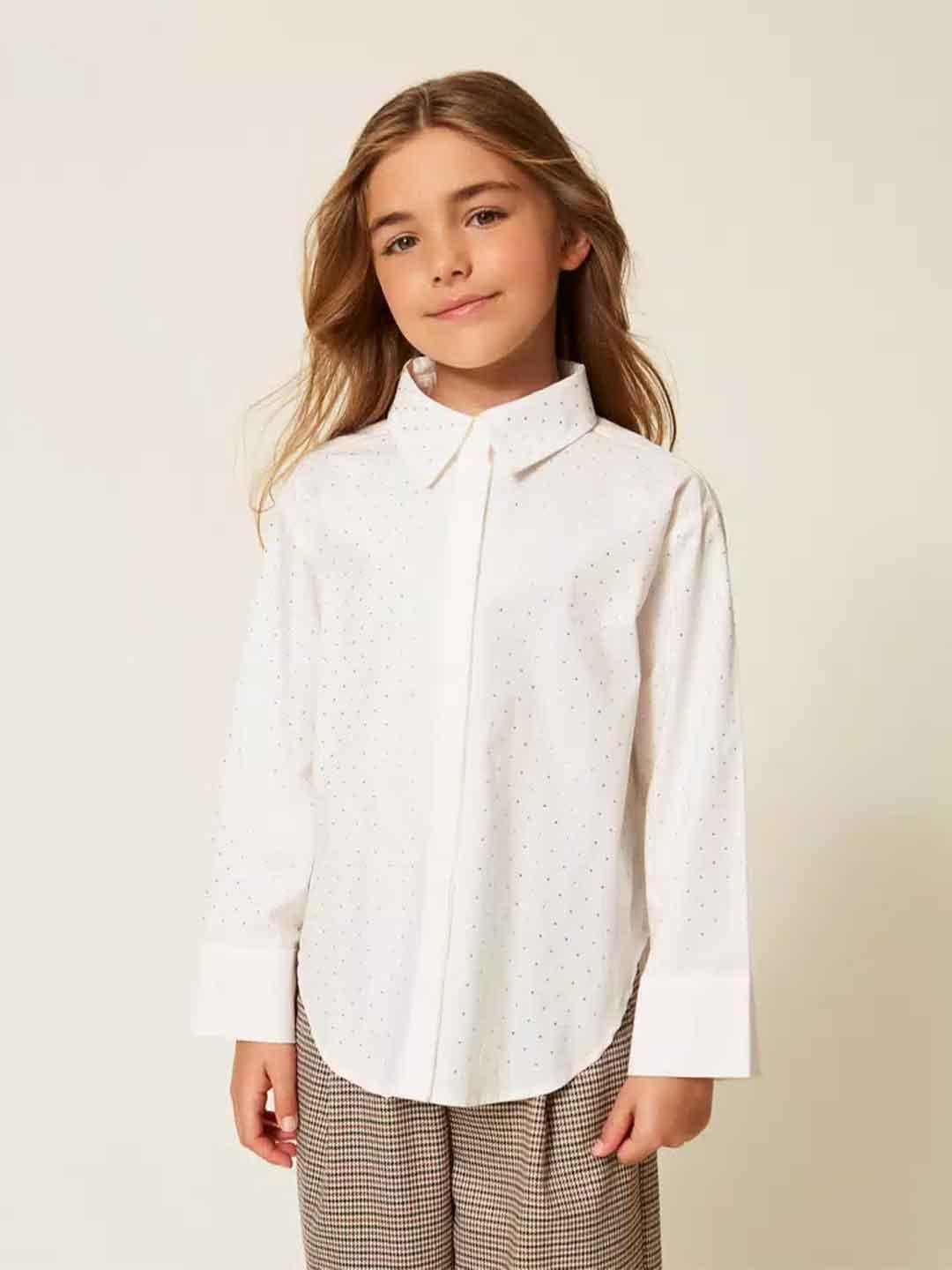 Twinset camicia kids bianco con strass 252GJ2330 BIANCO TWINSET 