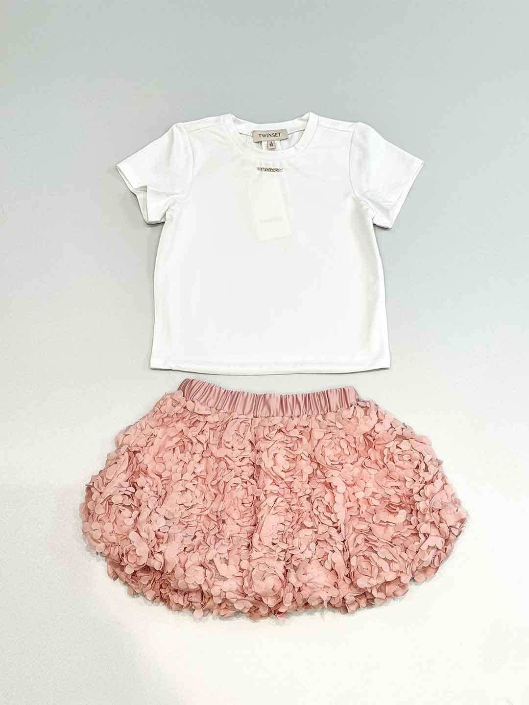 Twinset coordinato kids bianco e rosa 261GB2100 BIANCO TWINSET 
