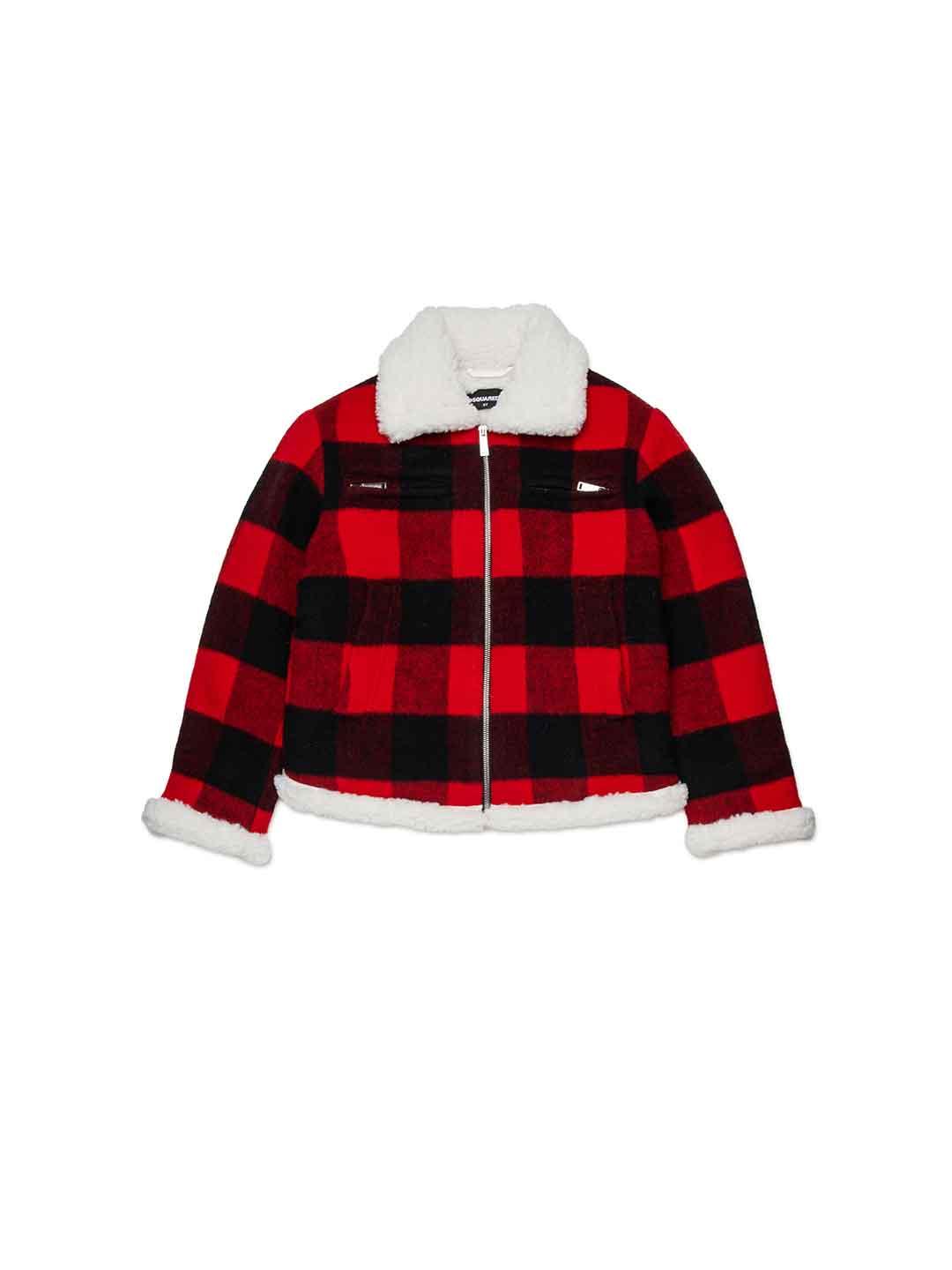 Dsquared 2 cappotto kids rosso a quadri DQ3050 D0AE9 ROSSO DSQUARED 2 