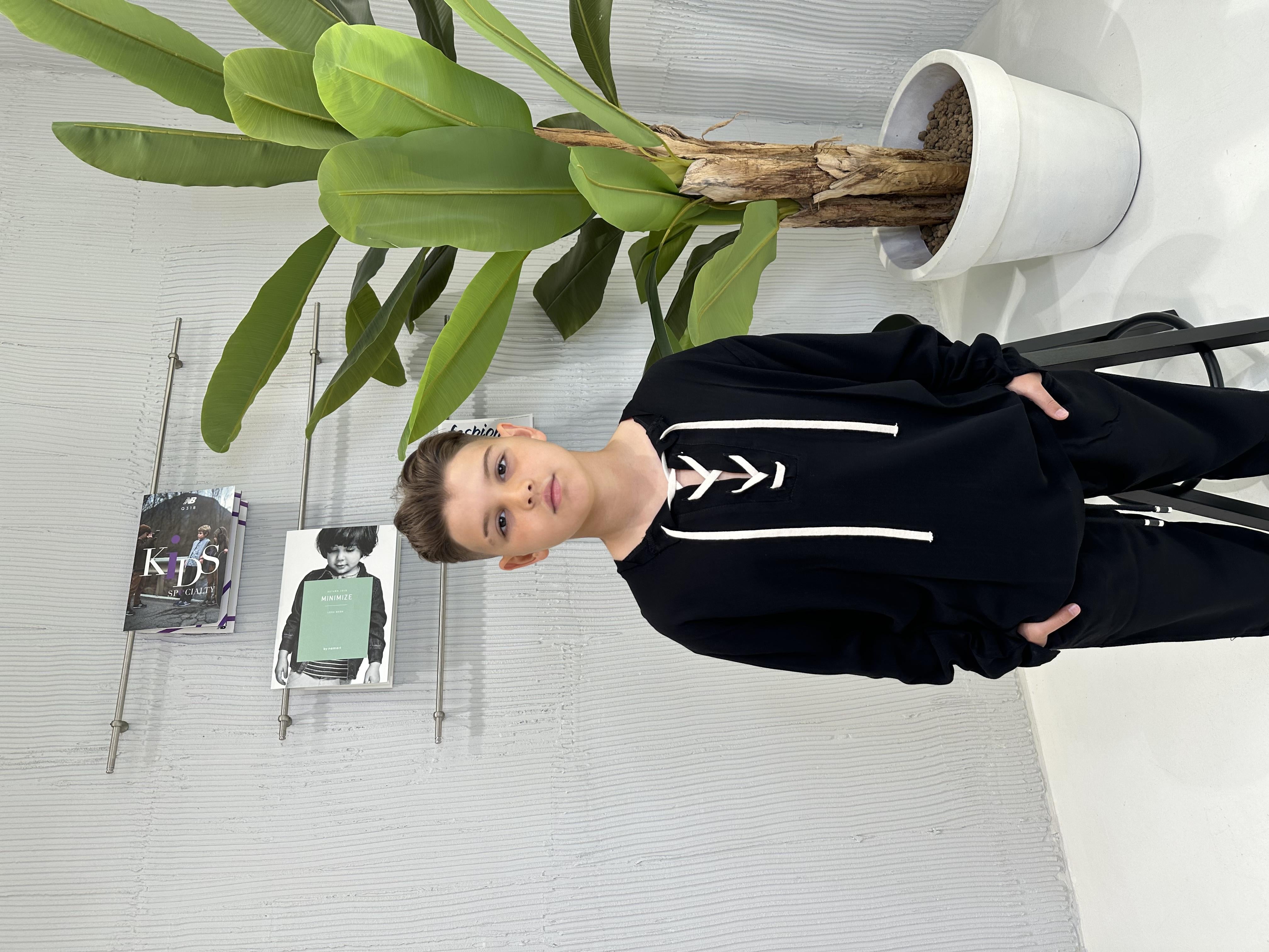 Louis Dieudonne' t-shirt kids nero con laccio T-SHIRT NERO LOUIS DIEUDONNE' 