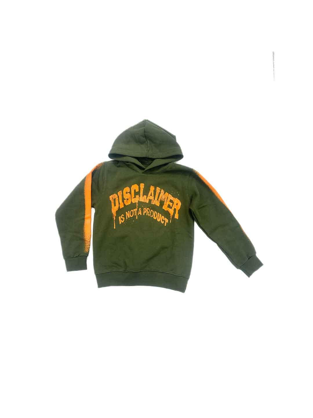 Disclaimer felpa kids verde e arancio<BR/> 58688 VERDE DISCLAIMER 