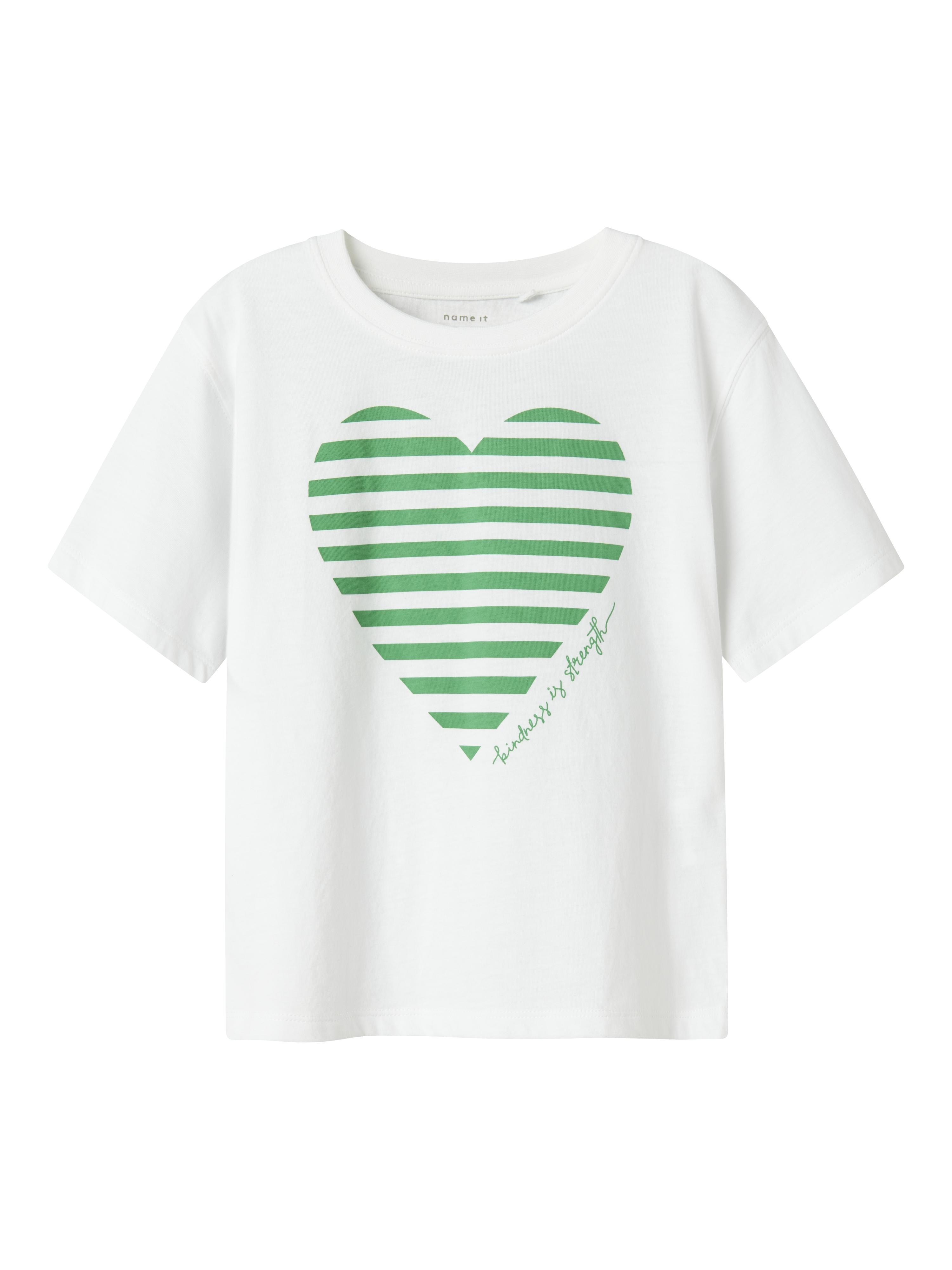 Name It t-shirt kids bianco con cuore verde 13241497 VERDE NAME IT 