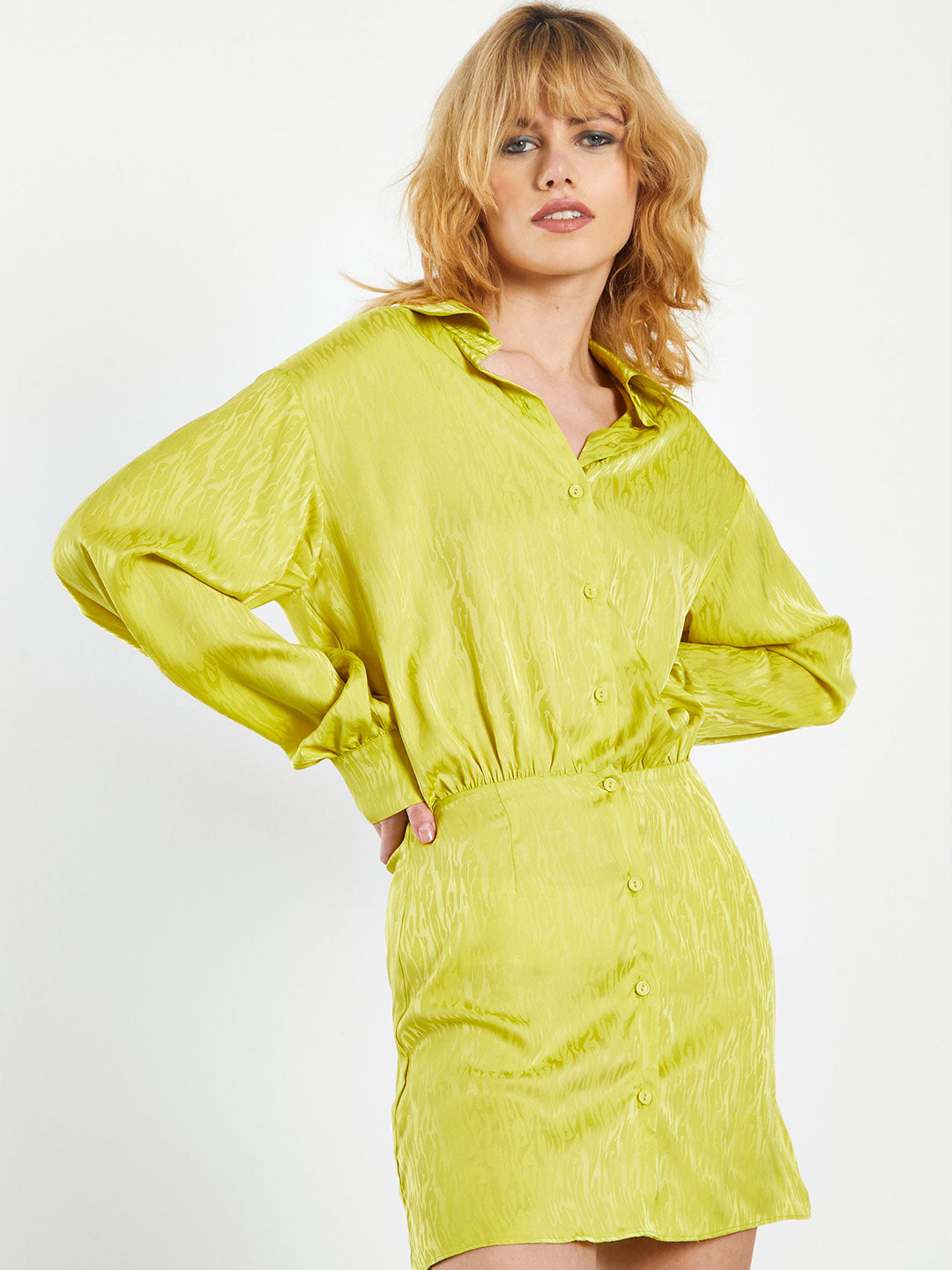 Glamorous Lime Satin Mini Dress