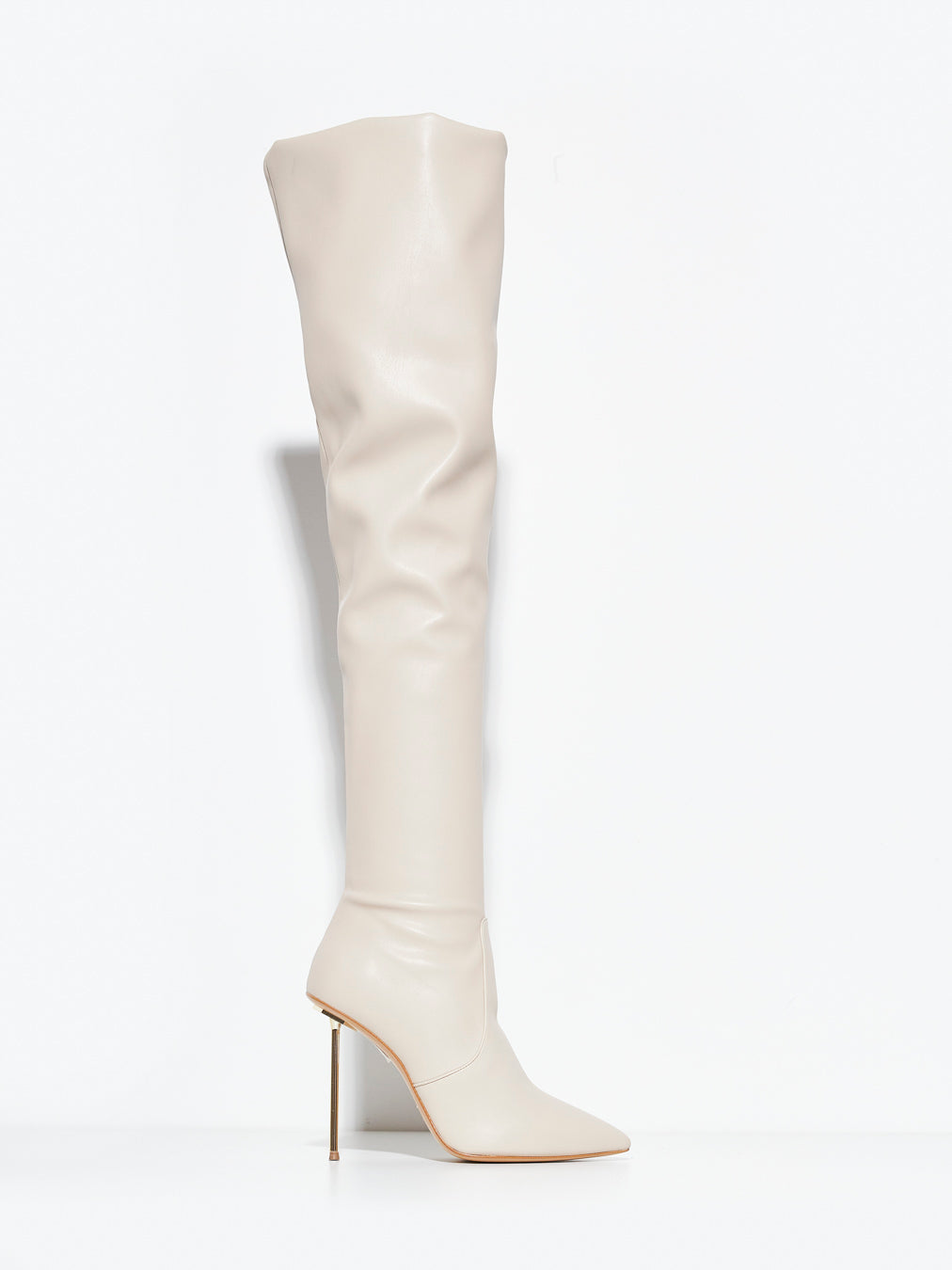 Wo Milano long boot in cream leather