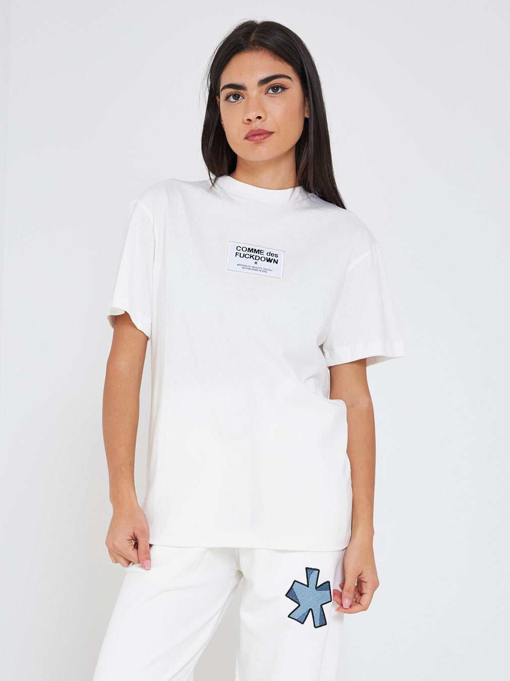 Comme Des Fuckdown white t-shirt with logo patch