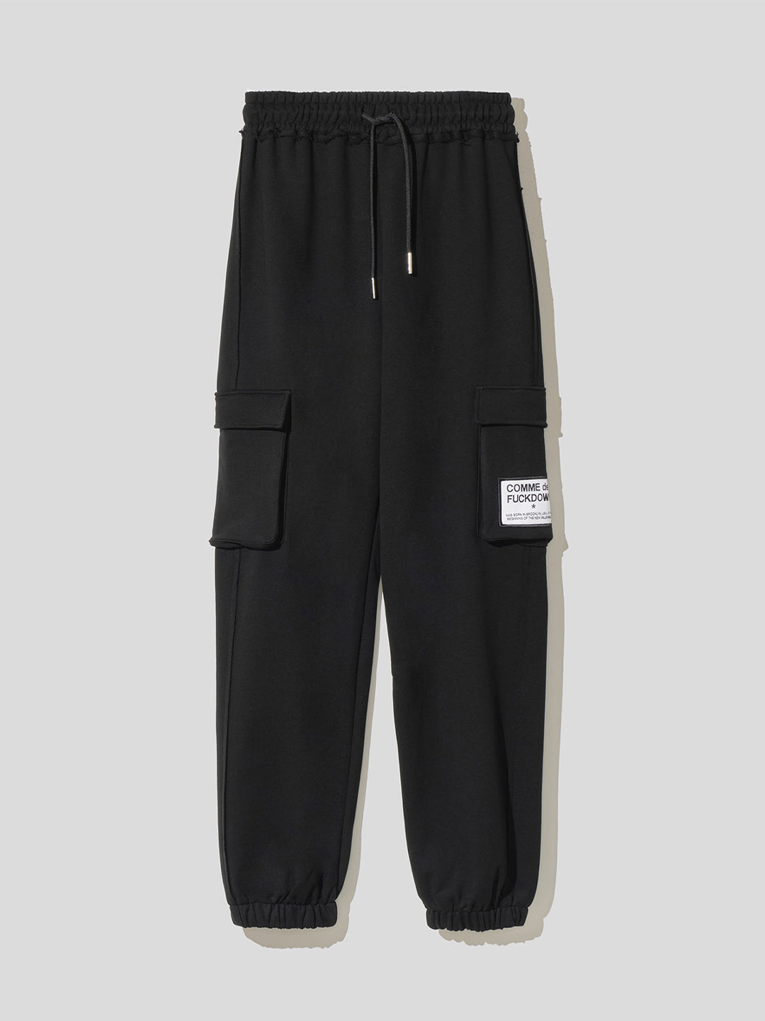 Comme des fuckdown black trousers with cargo pockets