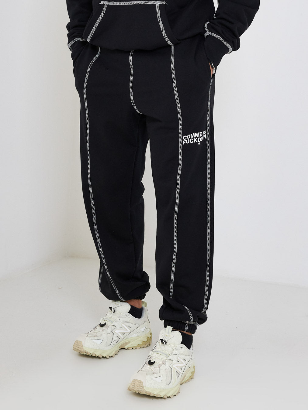Comme Des Fuckdown black trousers with contrasting stitching