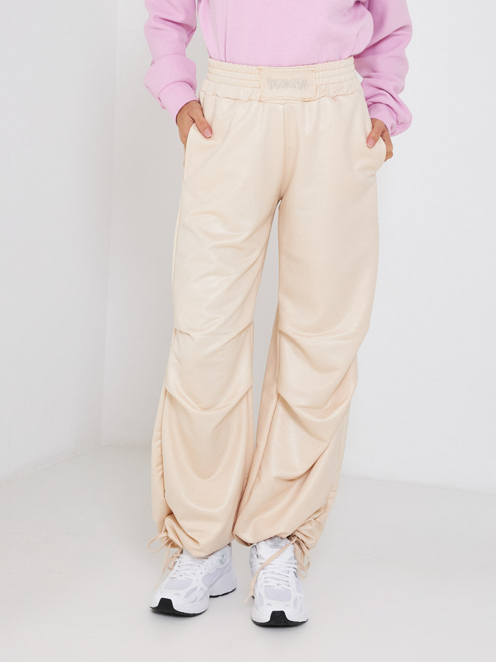Disclaimer beige leather trousers