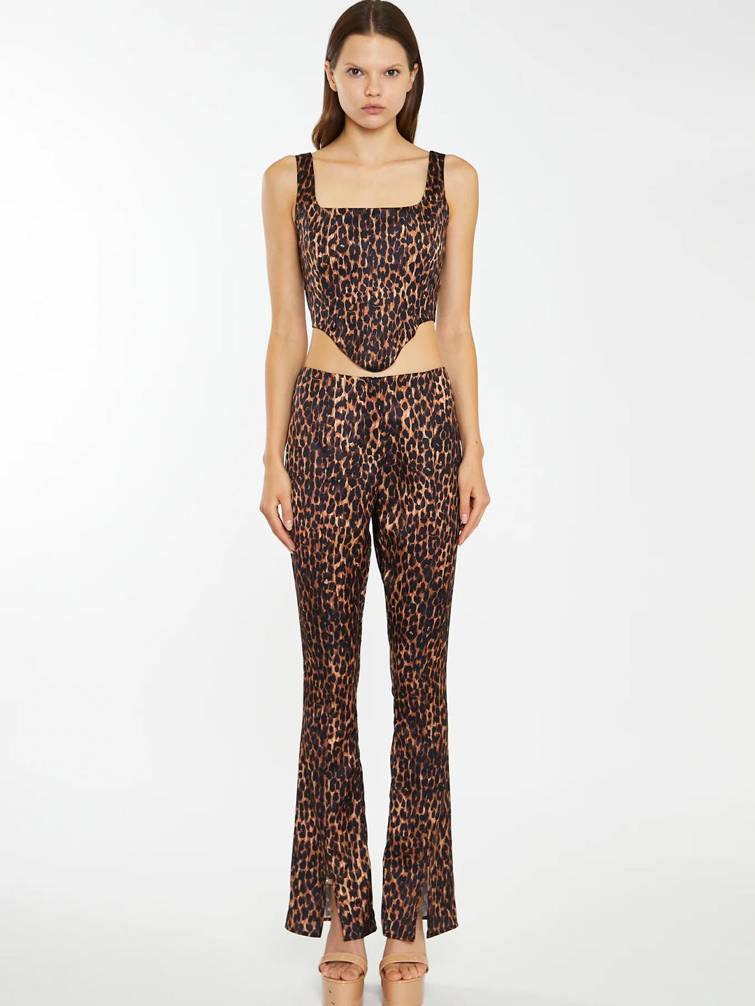 Glamorous spotted trousers with slit