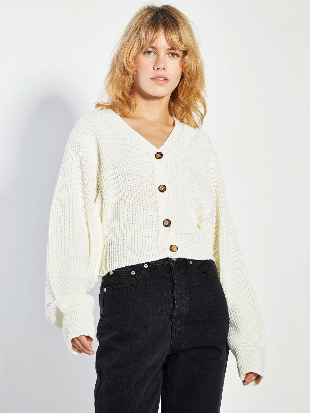 Glamorous cream cropped cardigan with buttons