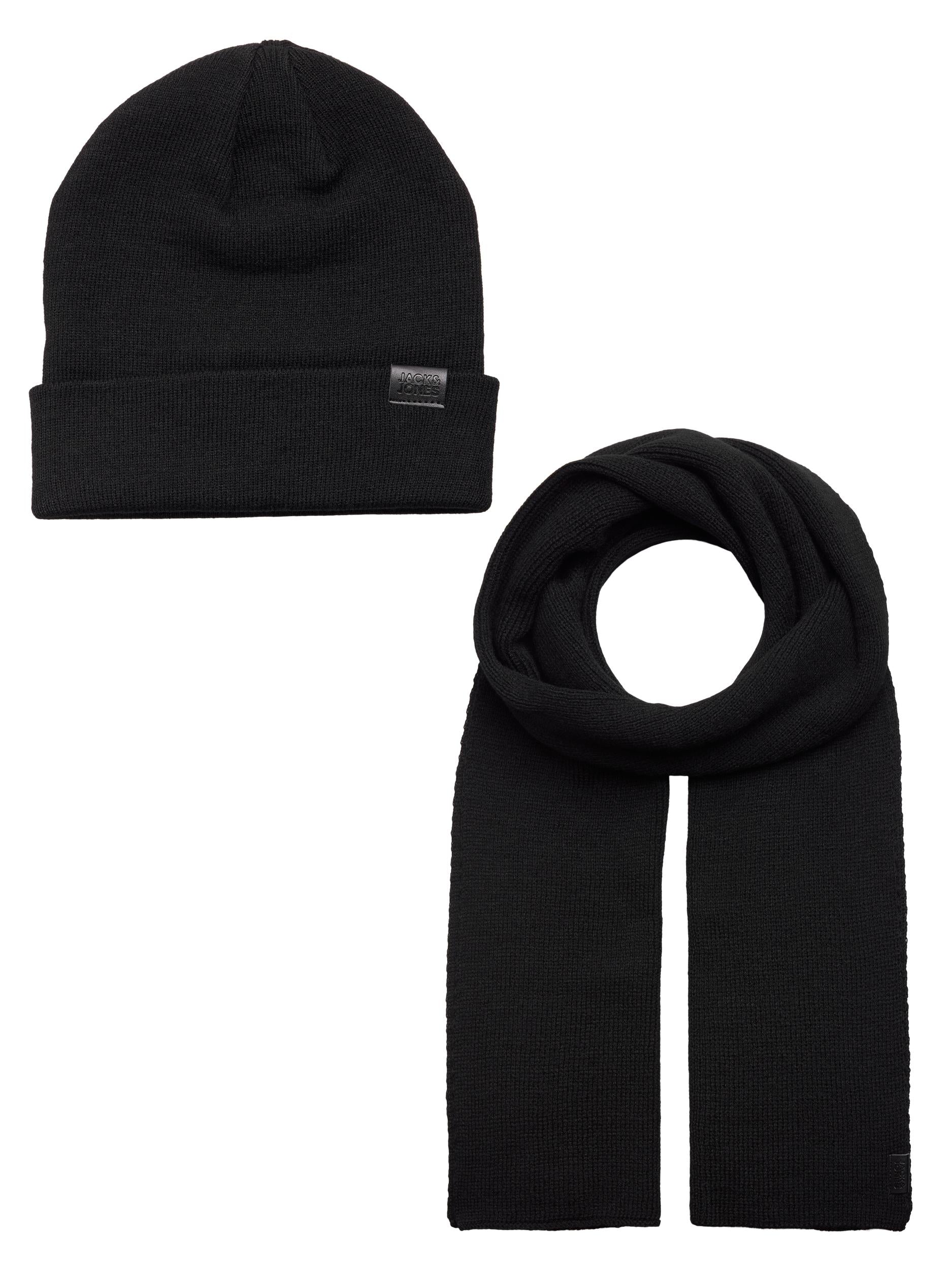 Jack &amp; Jones black scarf+hat set