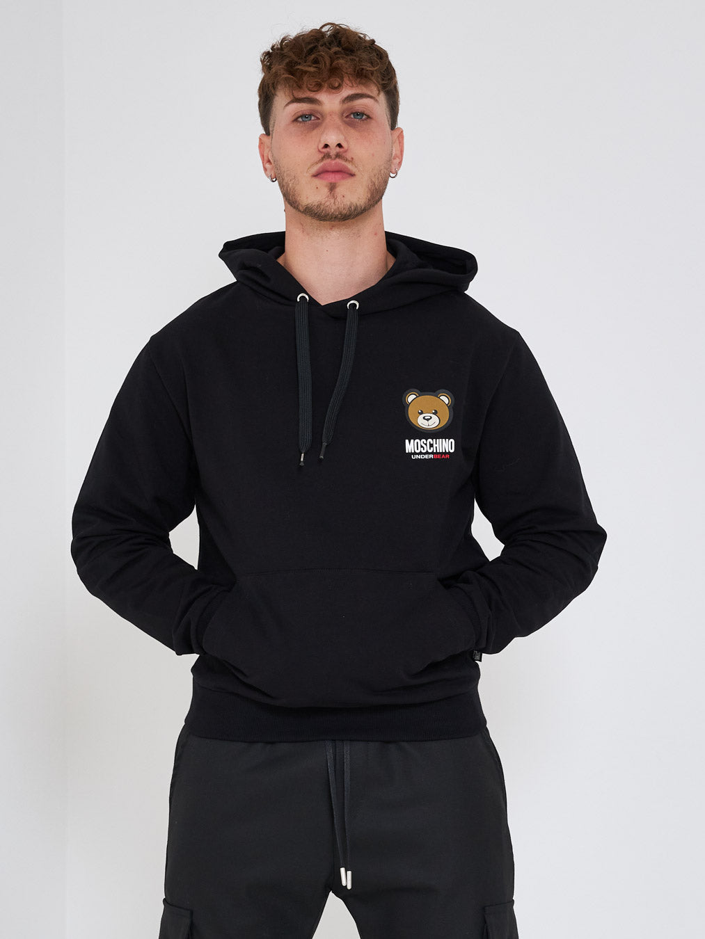 Moschino black sweatshirt with hood and bear print