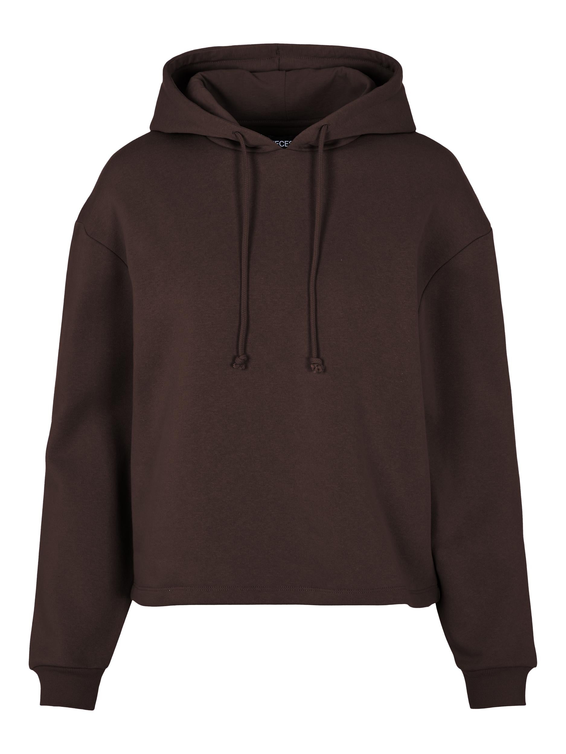 Pieces basic brown sweatshirt with hood