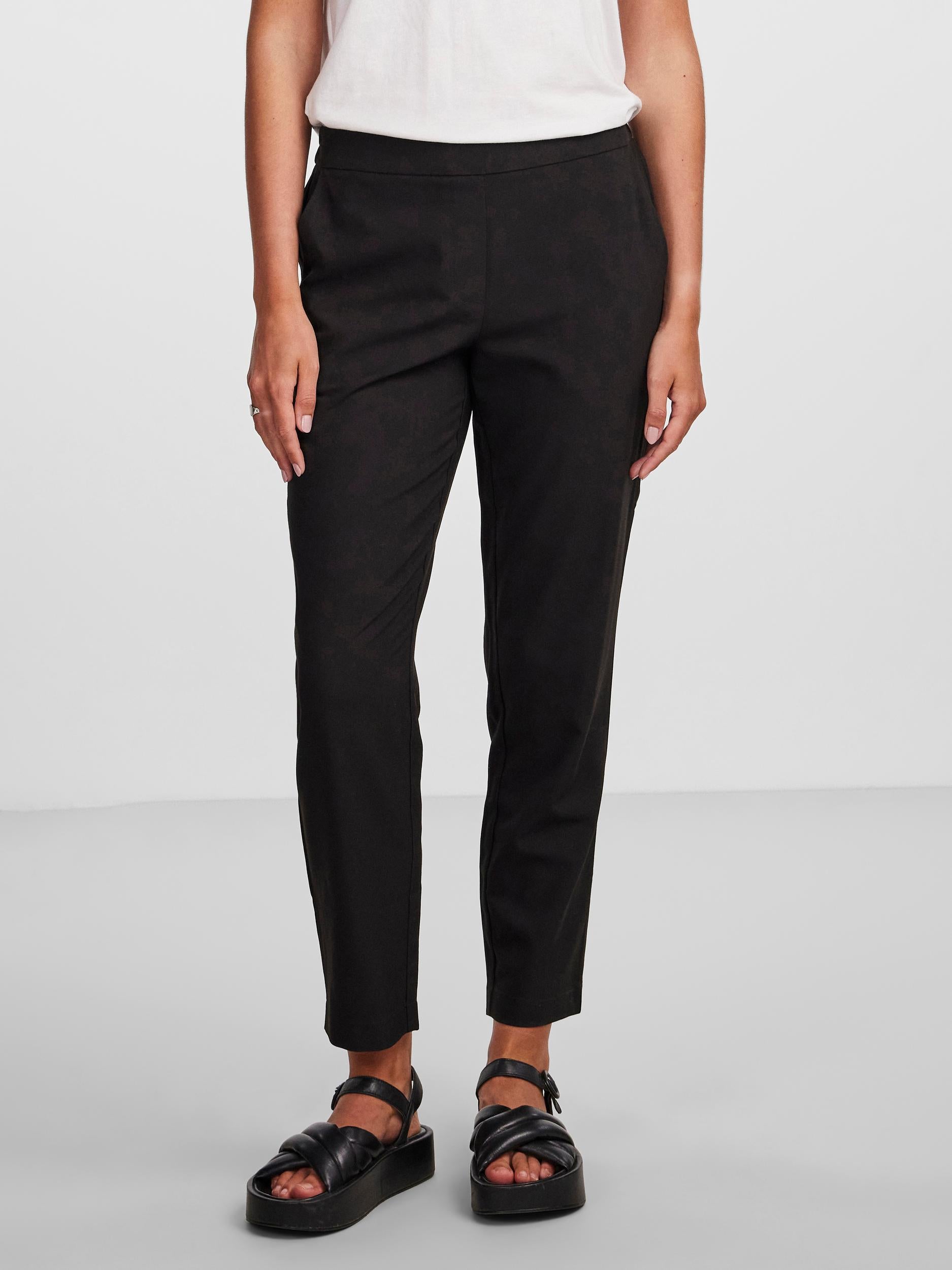 Pieces black tapered trousers