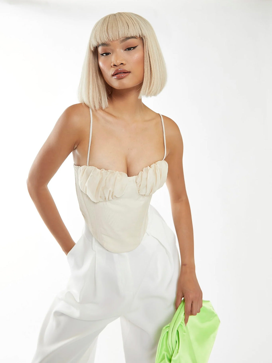 Glamorous top in Organza Color Carne