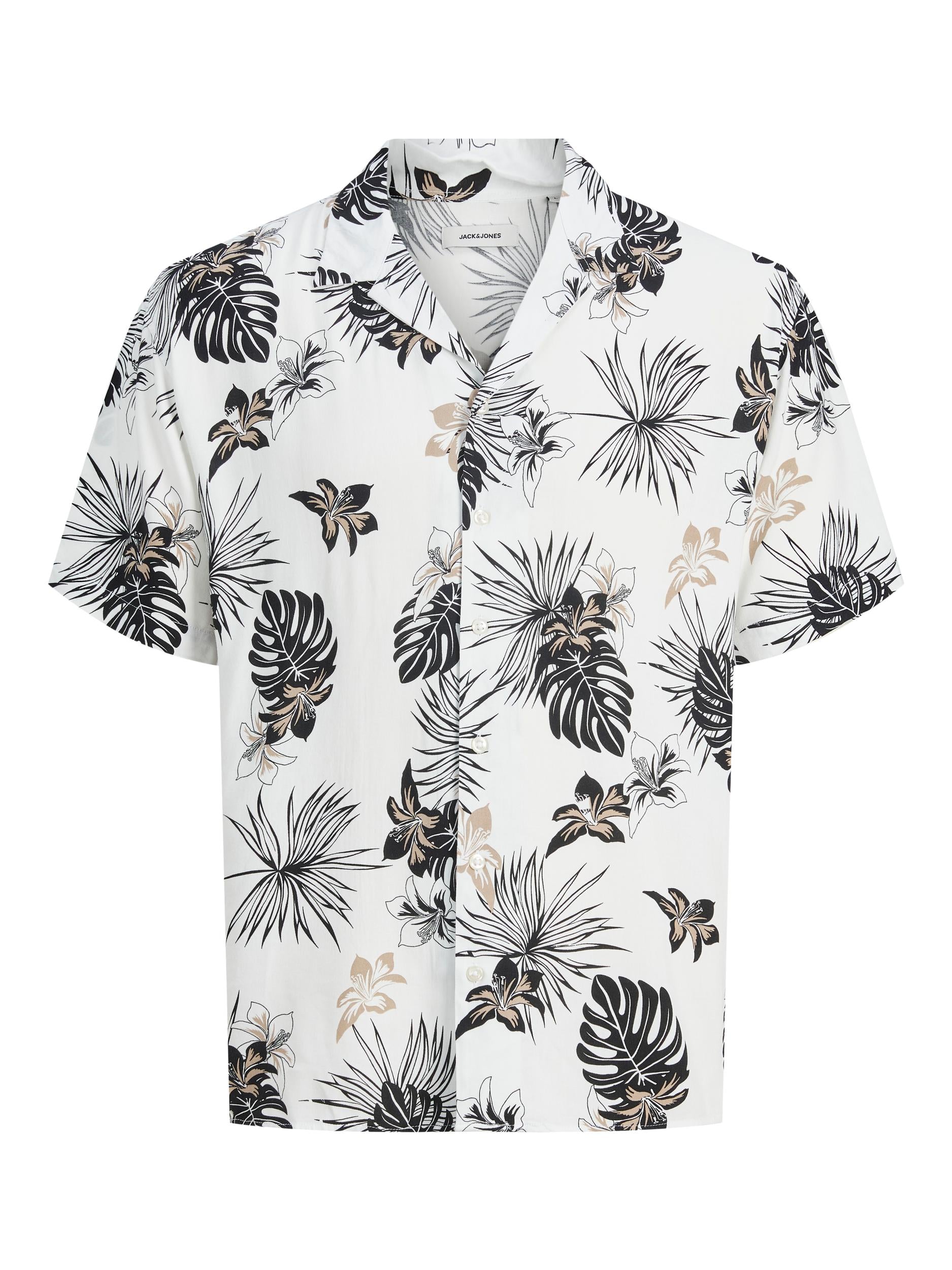 Jack&amp;Jones white Hawaiian style half-sleeved shirt