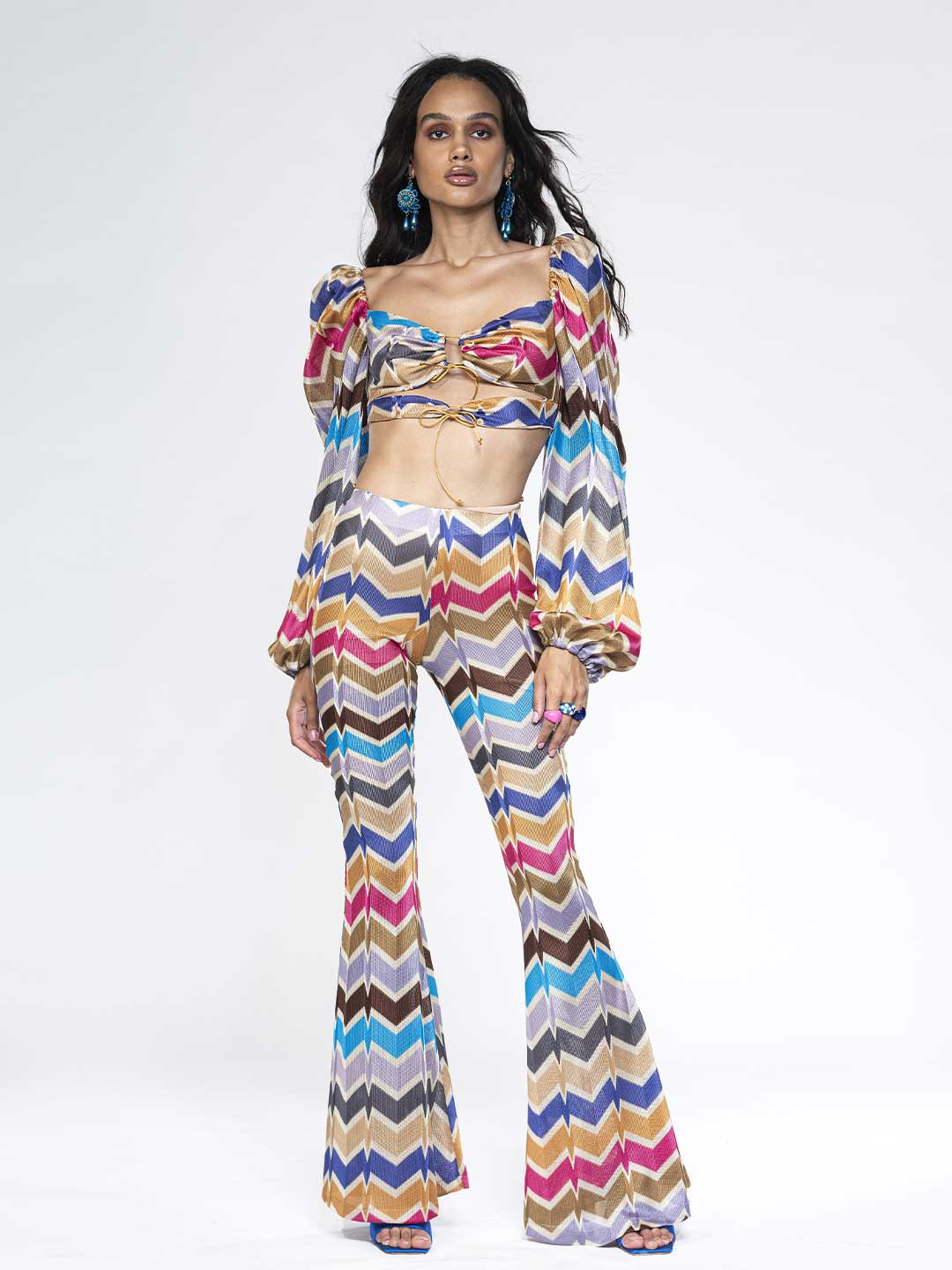 Matilde couture pantaloni a zampa multicolor