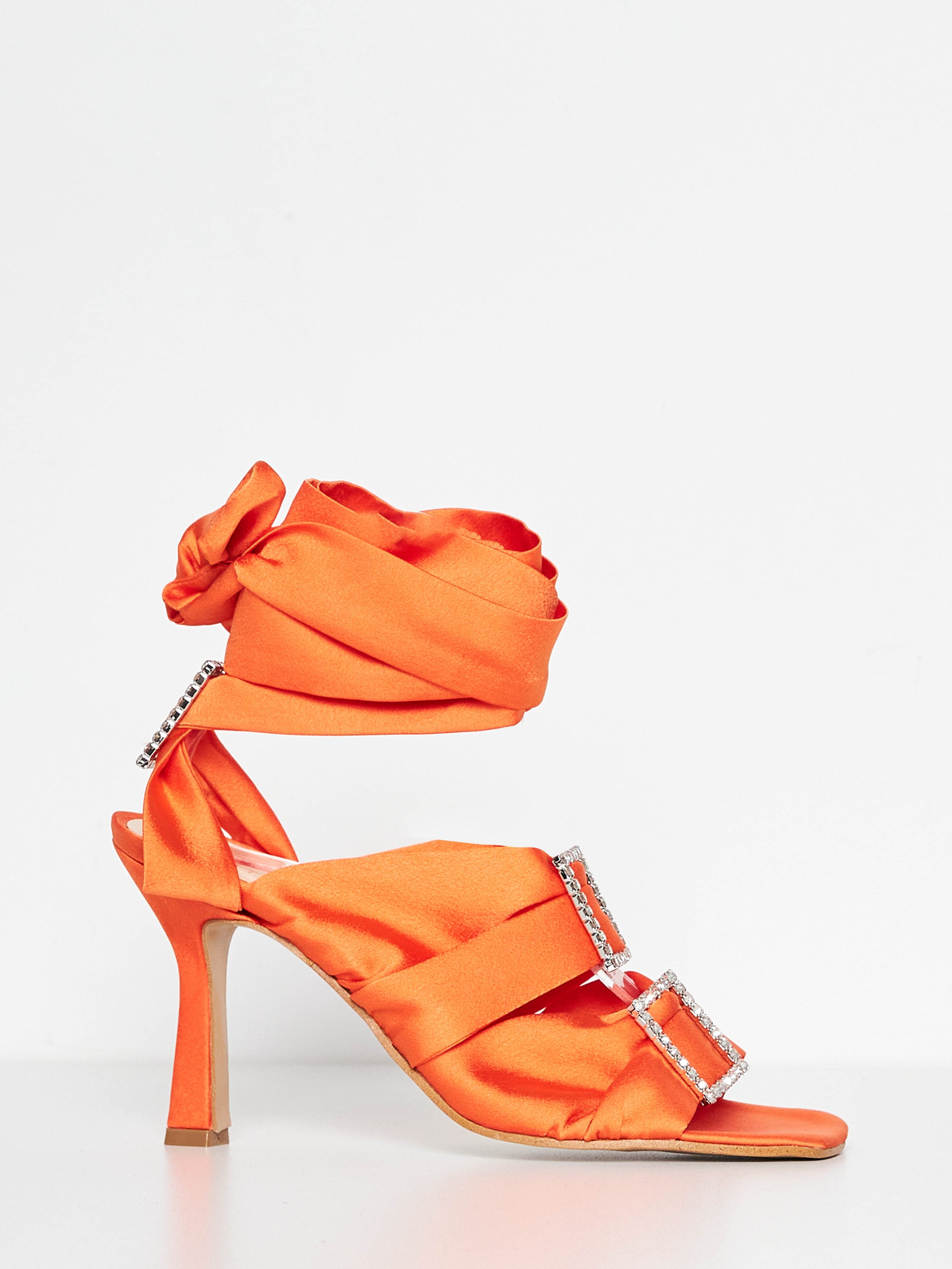 Matilde Couture sandali arancio con lacci incrociati