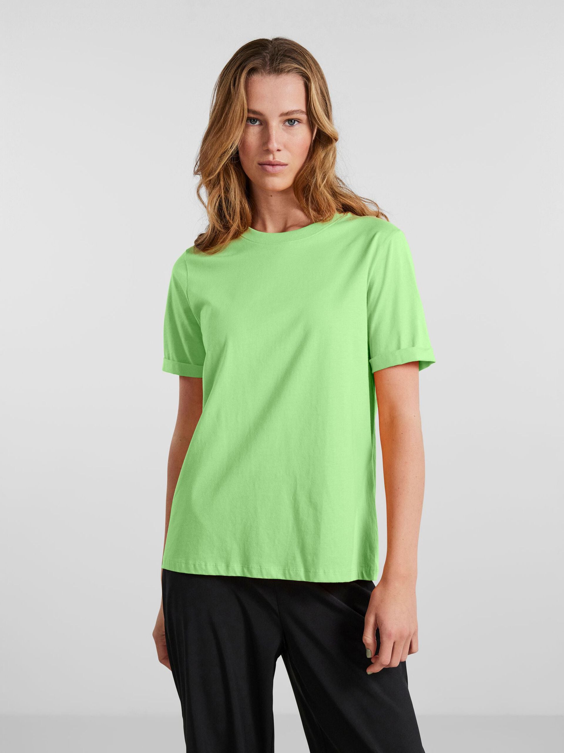 Pieces green cotton t shirt