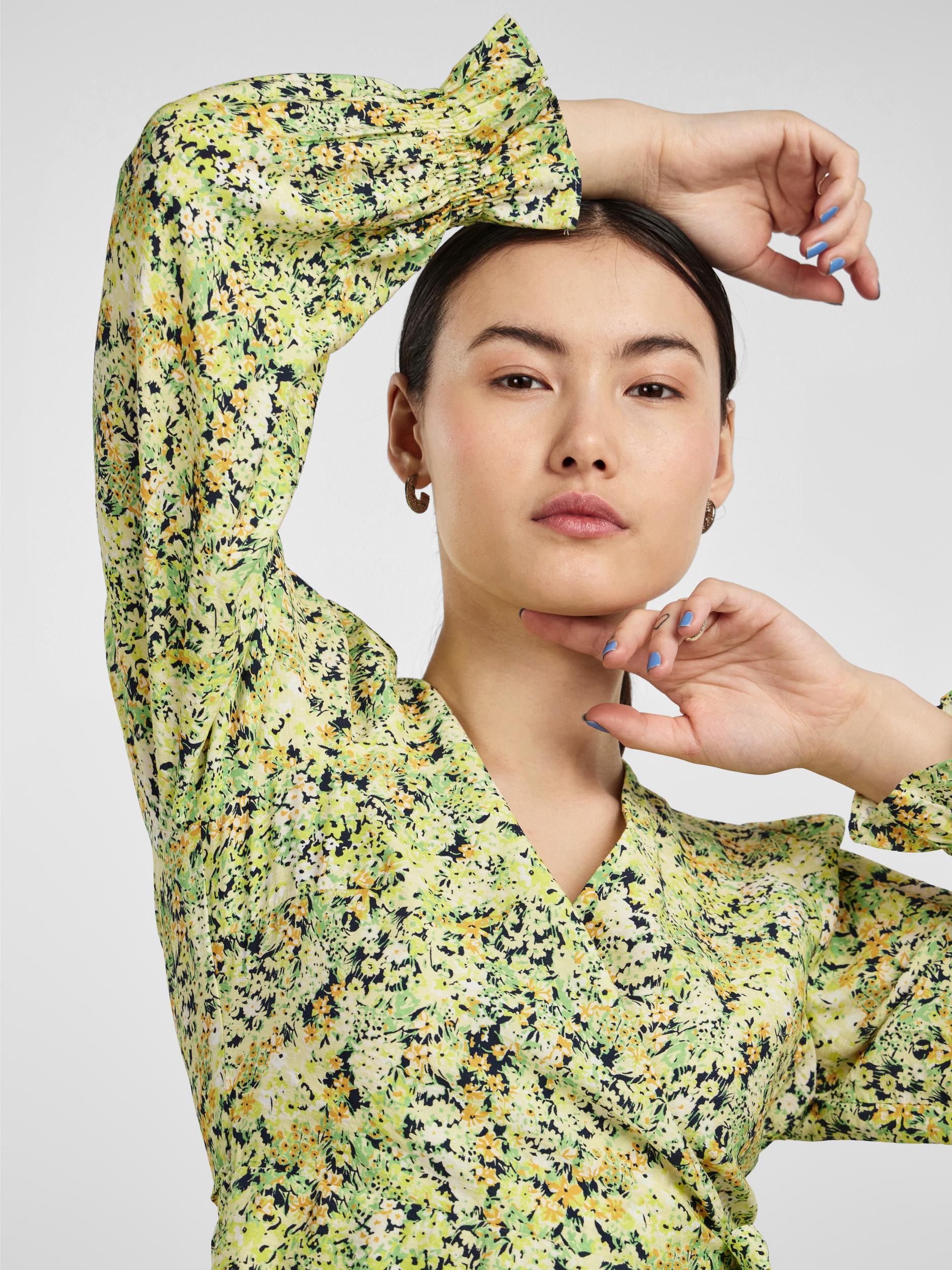Pieces green floral top