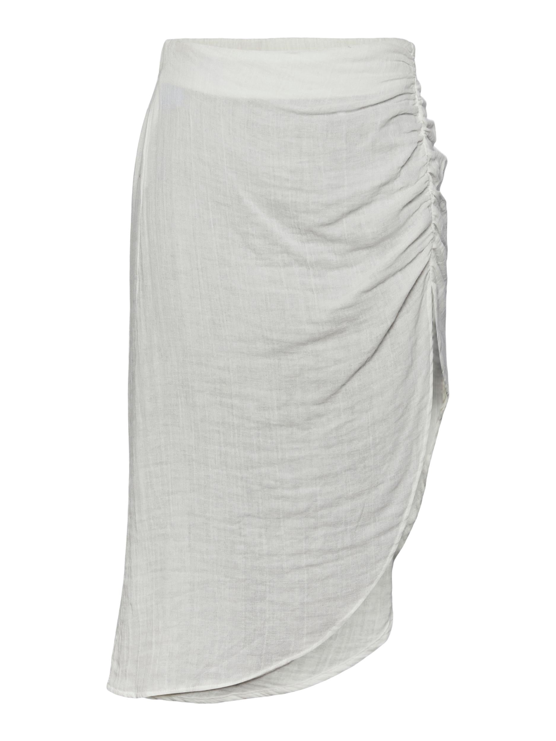 Pieces white midi skirt