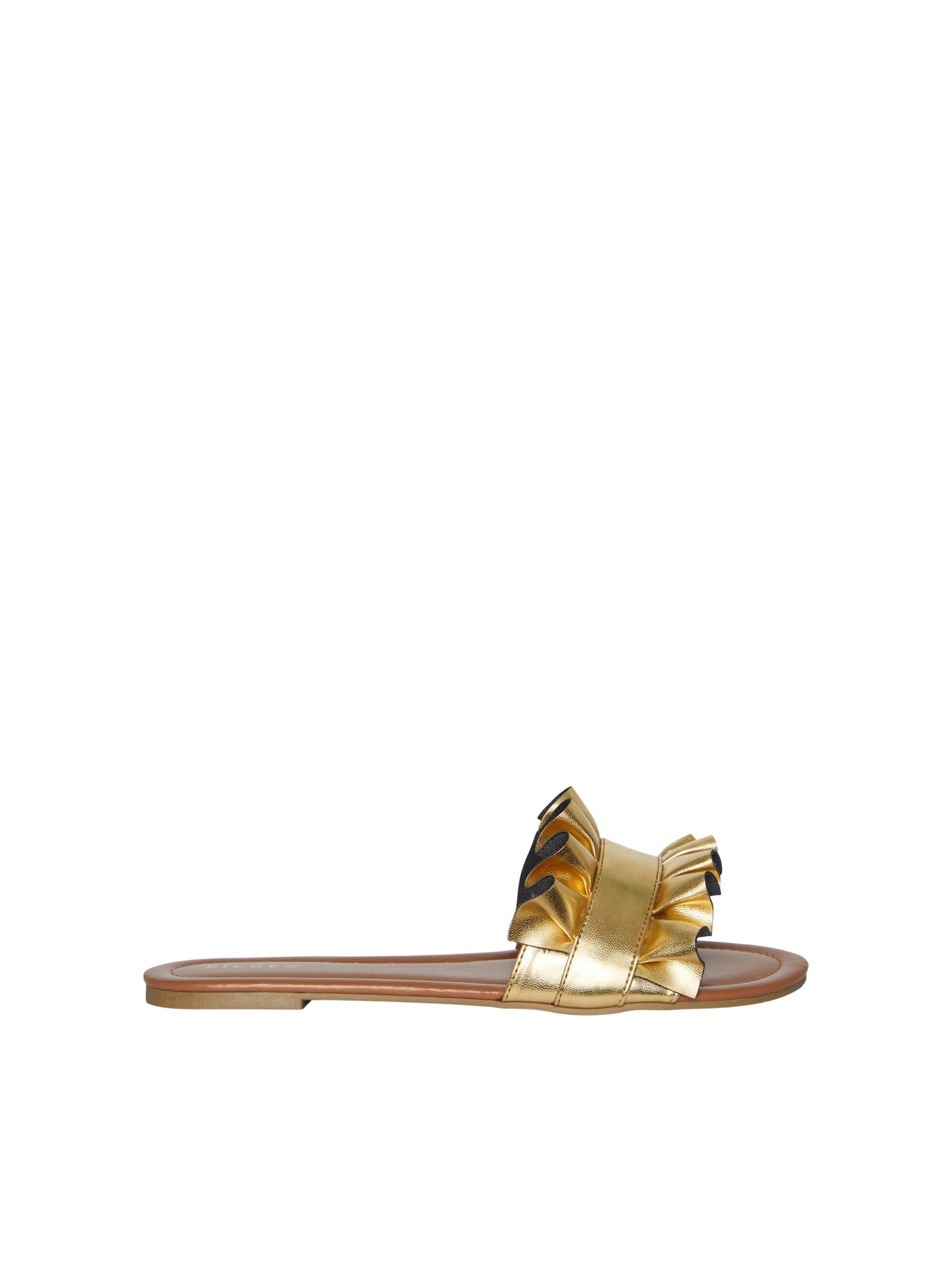 Pieces sandals with gold ruffles