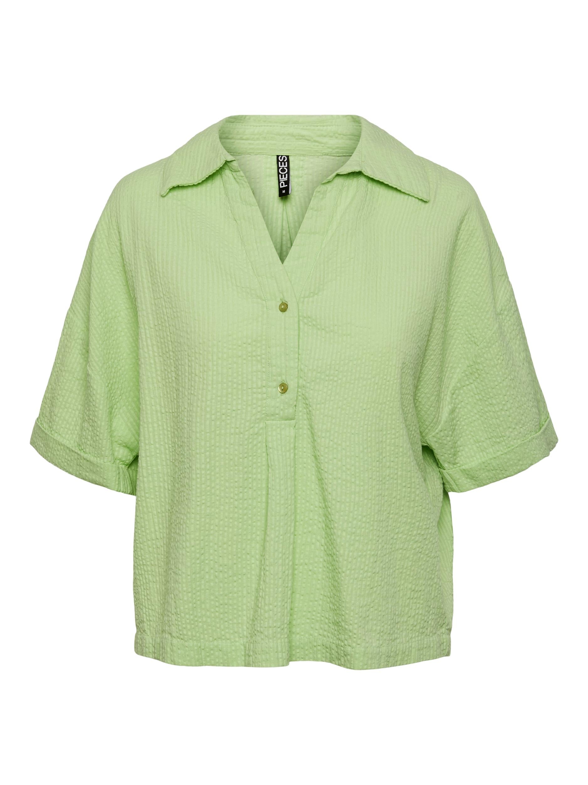 Pieces camicia verde in cotone