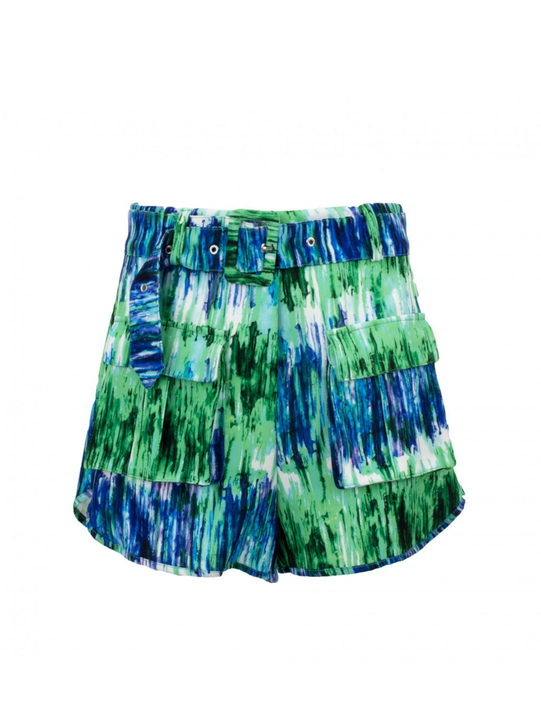 TPN Ernestine green patterned shorts with tie dye print