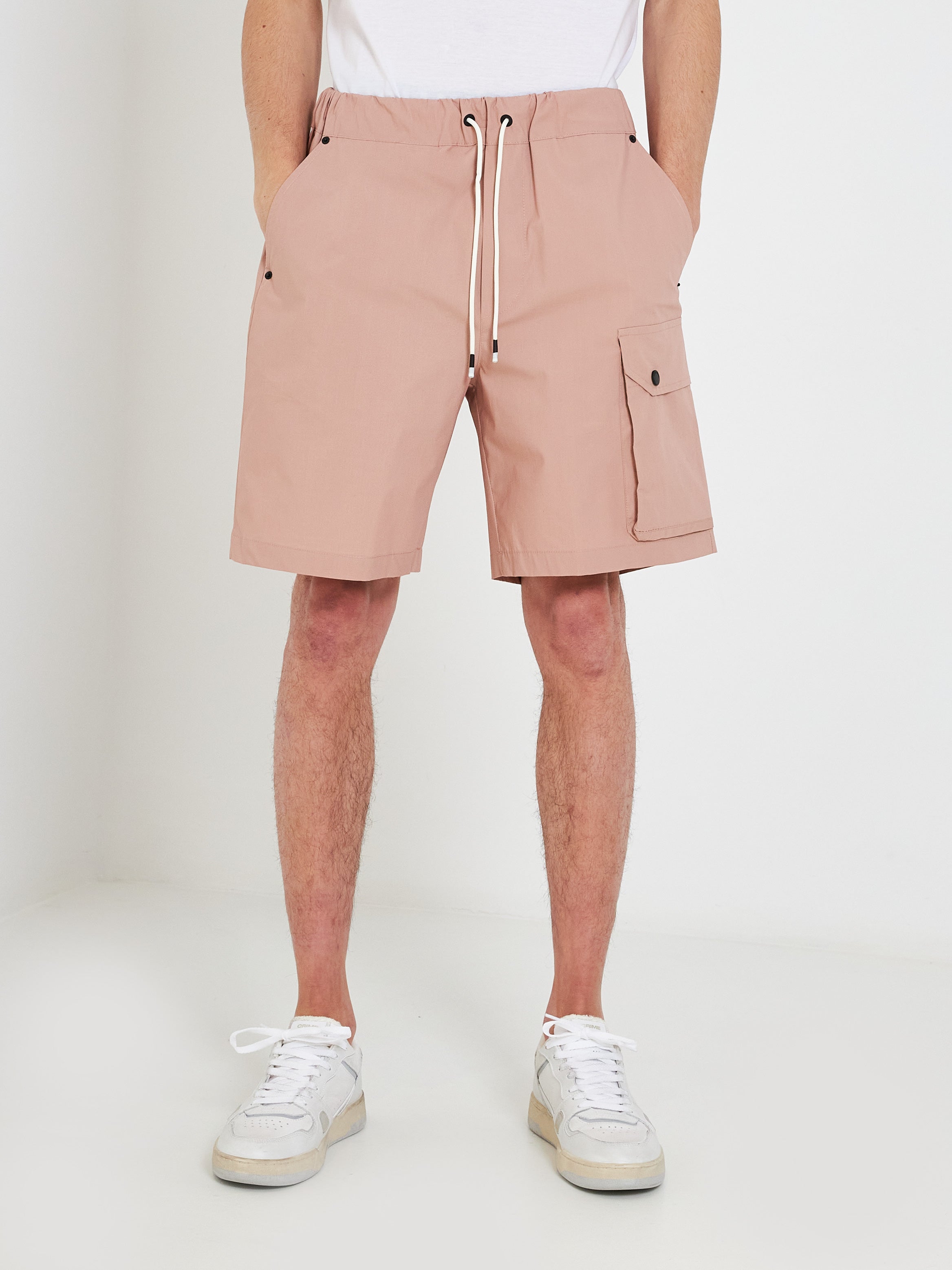 White Over pink Bermuda shorts
