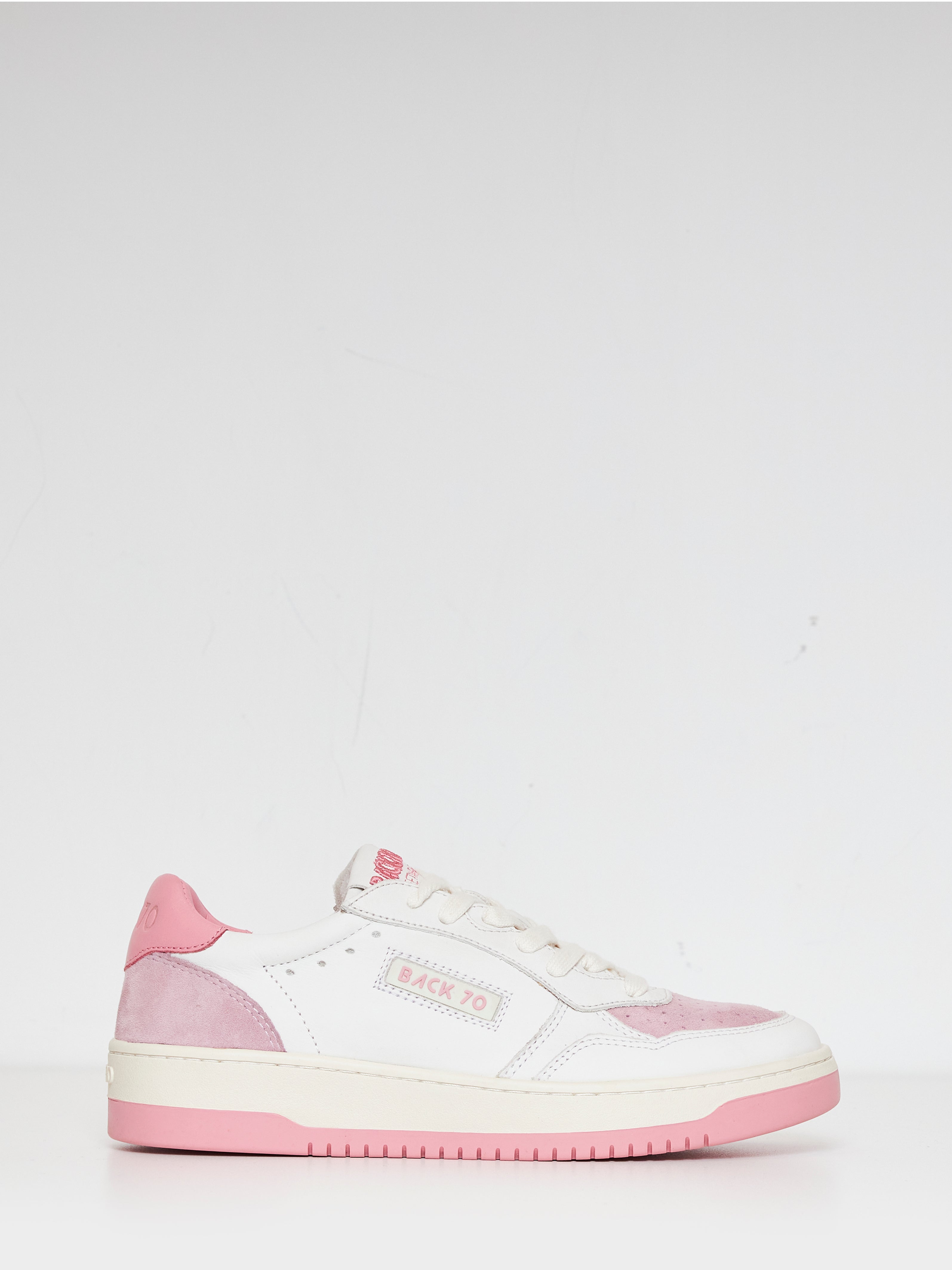 Back 70 sneakers bianco con tab rosa logato