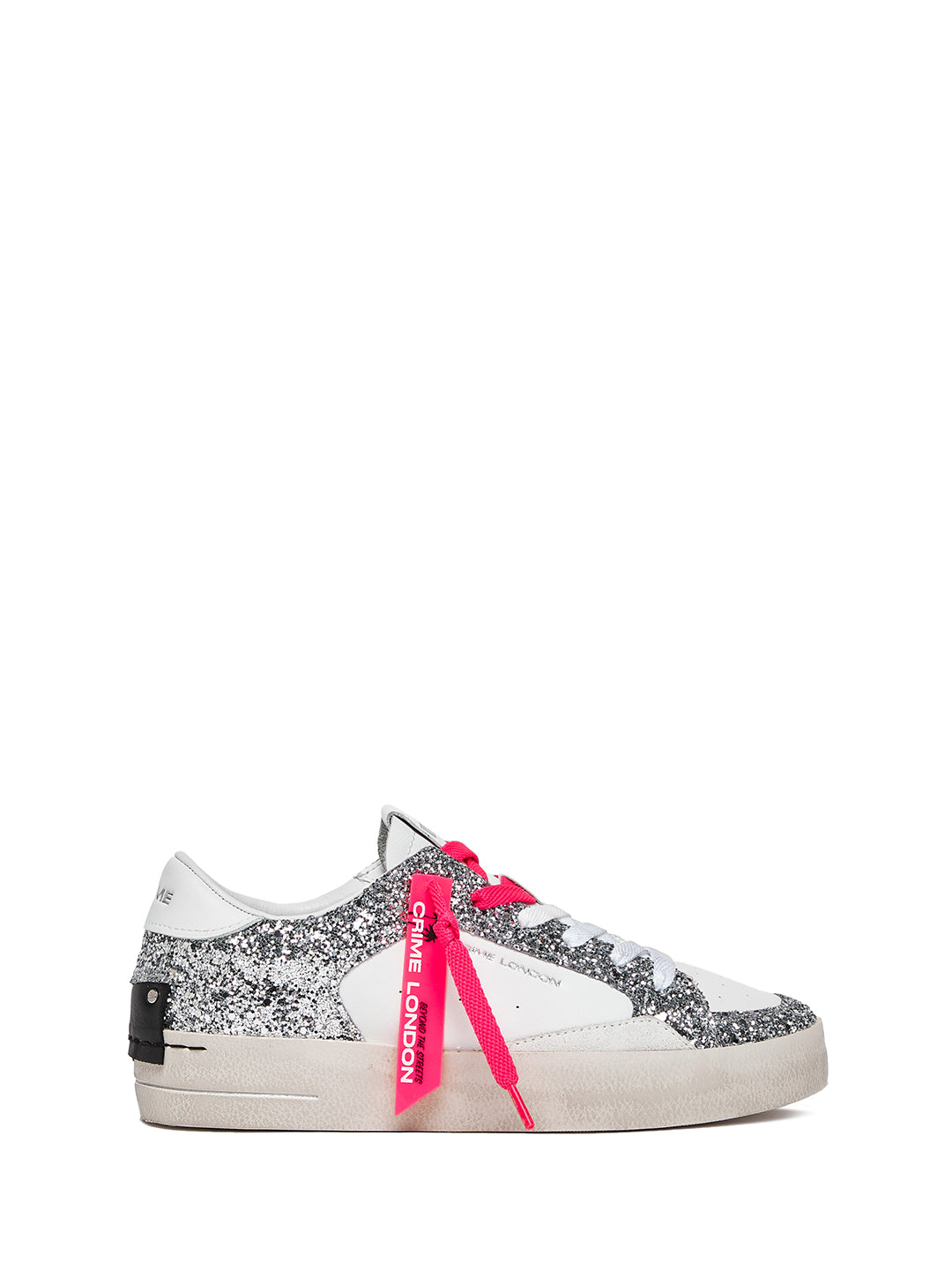 Crime Sk8 Deluxe Party Girl sneakers bianco con glitter argento