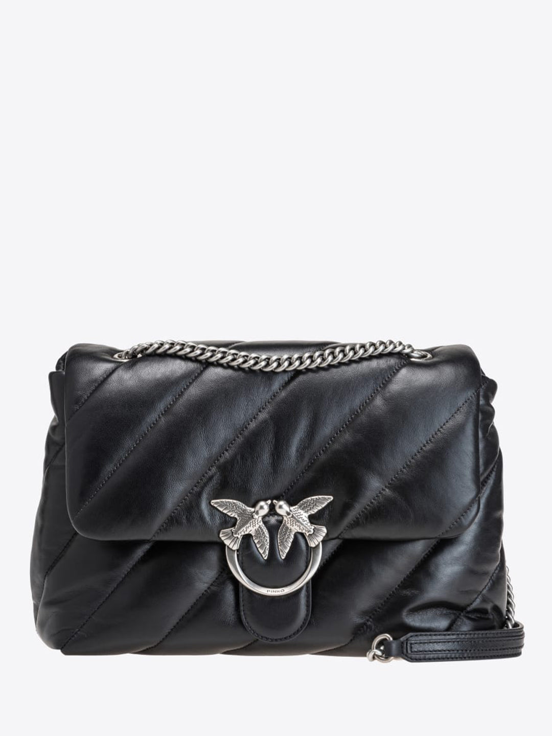 Pinko Love Puff Big CL borsa nero con logo in argento