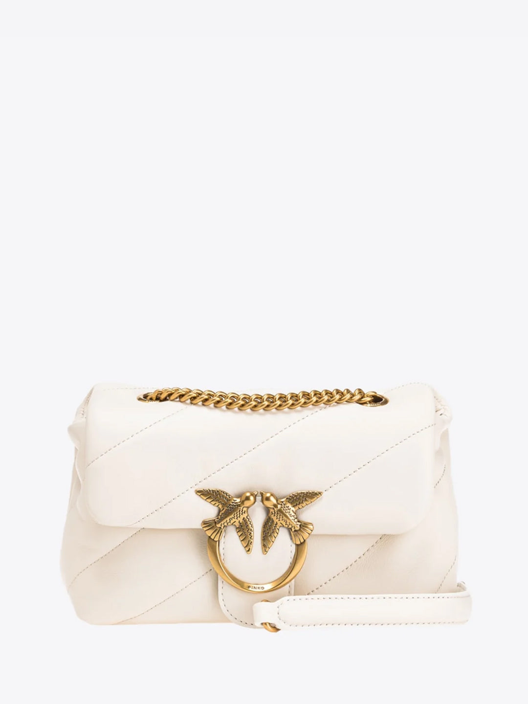 Pinko Love Puff Mini CL borsa bianco con catena metallica oro