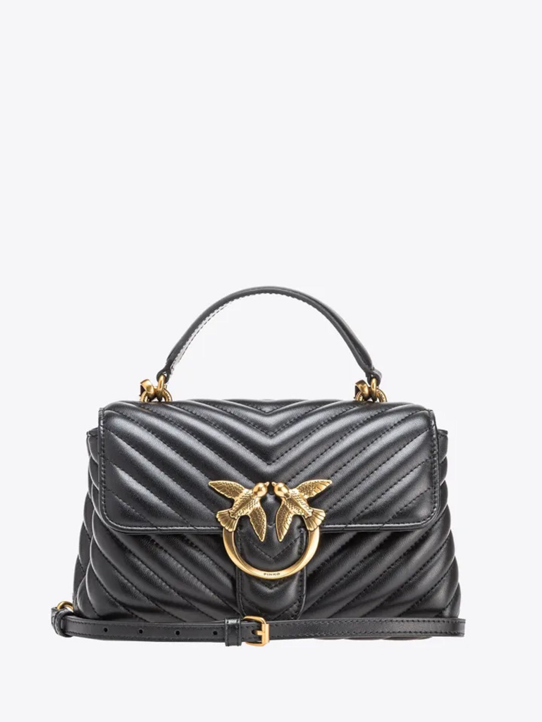 Pinko Love Lady Puff Mini CL borsa nero con logo in oro